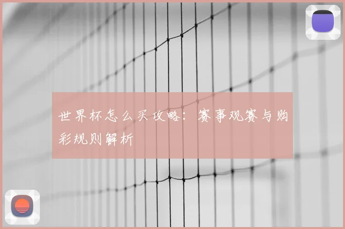 世界杯怎么买攻略：赛事观赛与购彩规则解析